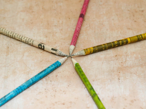 Recycled newspaper pencils 5 x 1
