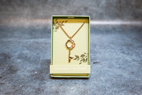 Necklace Floral Key  - Rose Gold