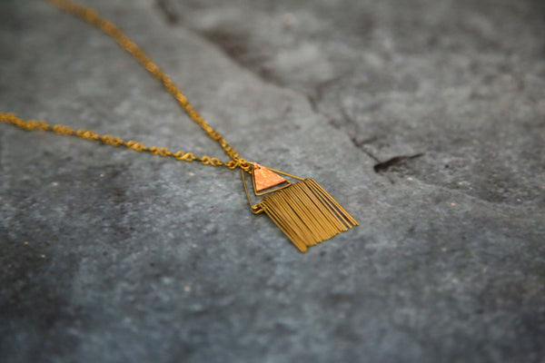 Triangle Fringe Necklace barss & Copper