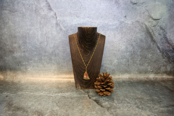 Curved Triangle Pendent Necklace-Brass & Copper