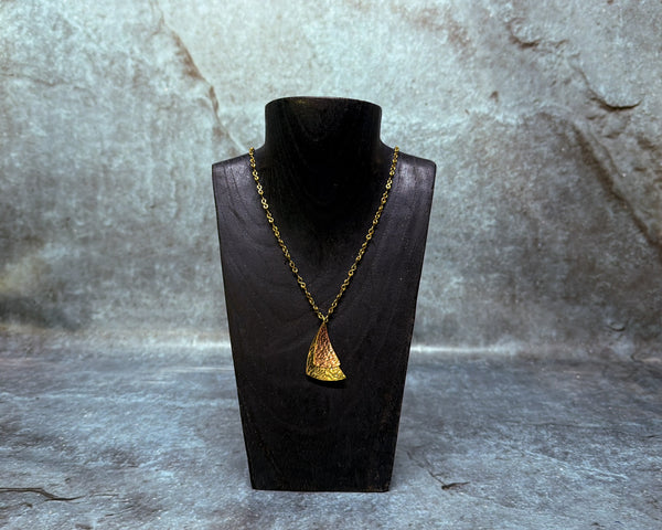 Curved Triangle Pendent Necklace-Brass & Copper