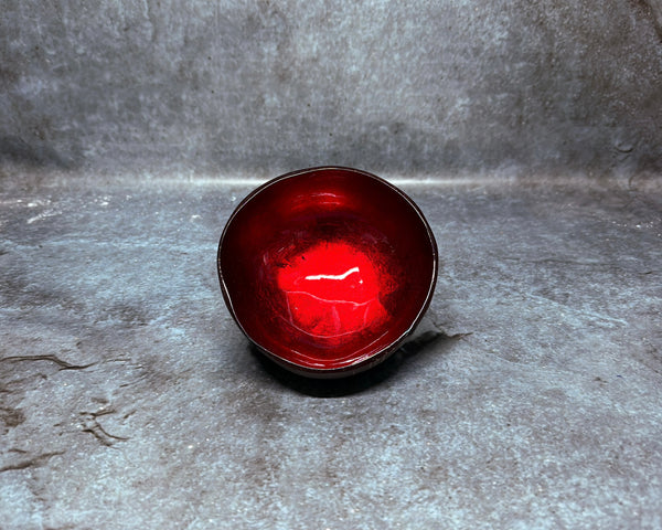 Coconut bowl  red lacquer inside