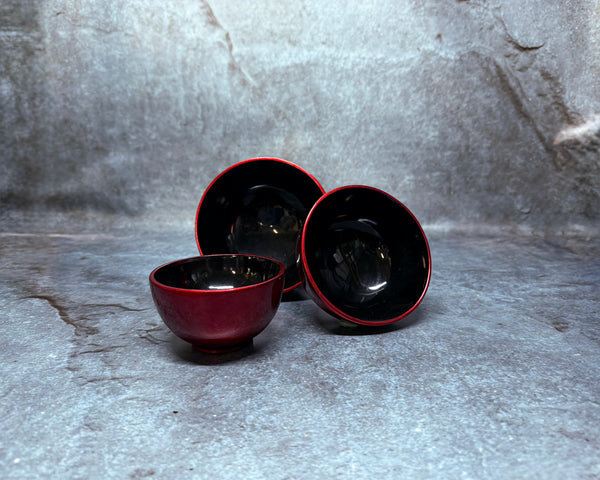 Bowl Red,blk inside set of 3