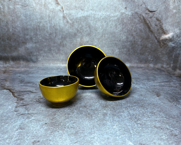 Bowl gold blk inside set of 3