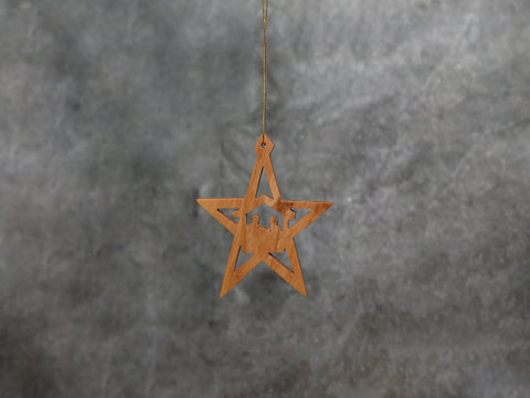 Flat star Ornament - Olive Wood