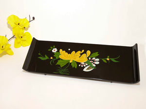 Black Floral Lacquer Serving Tray
