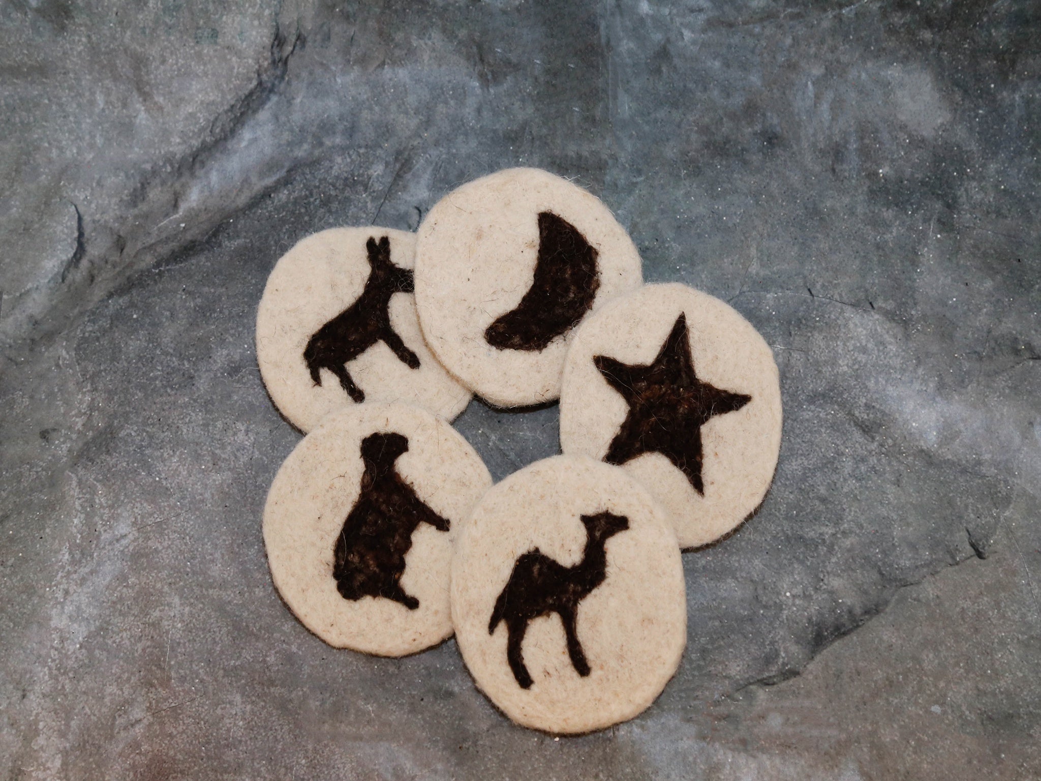 Coaster set of 5,Sheep wool