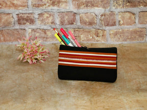 Lahu pencile case Black w/brown & white