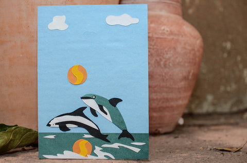 Card-Delightful Diving dolphins