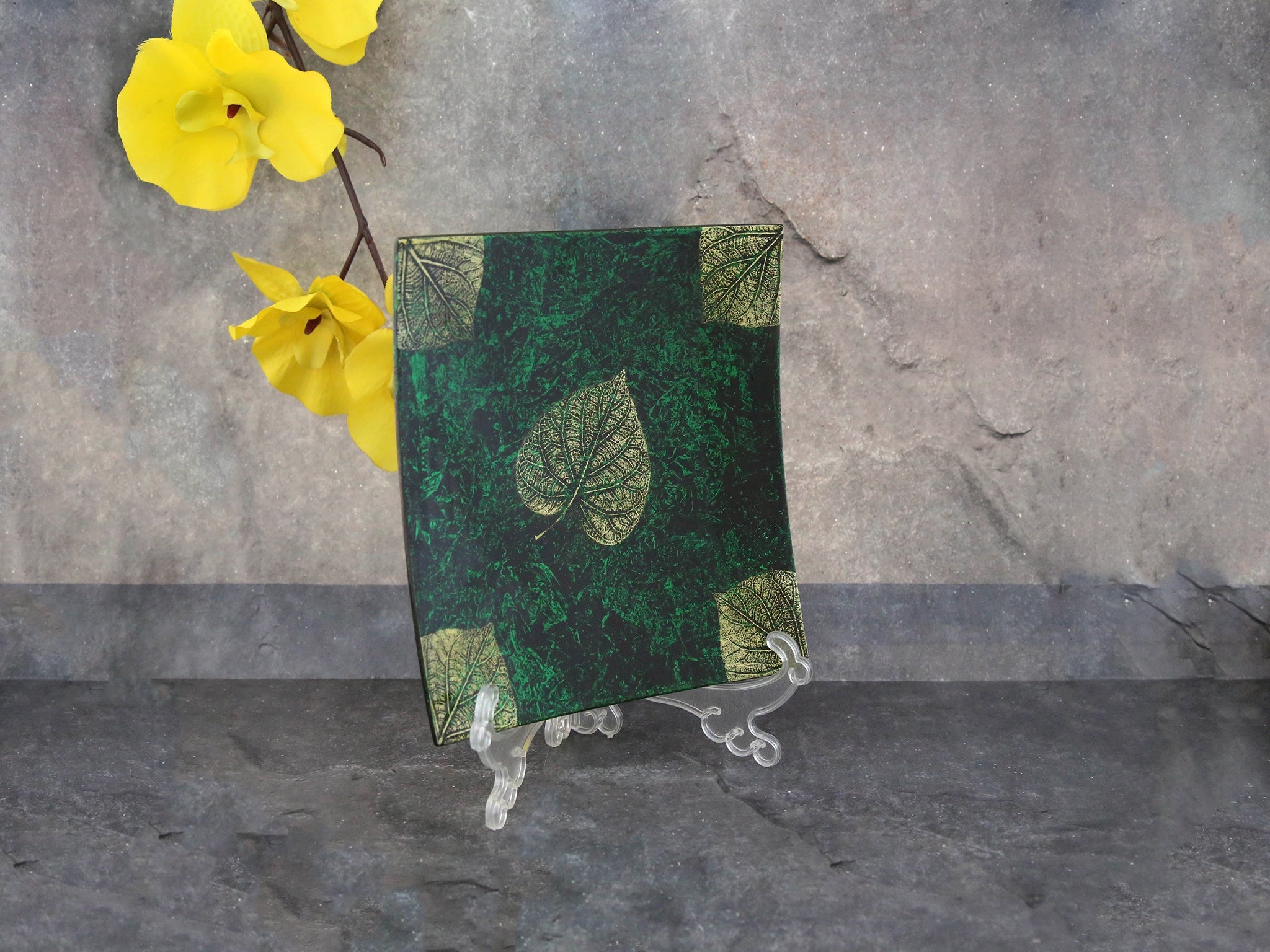 Square Lacquer Plate-M - Green