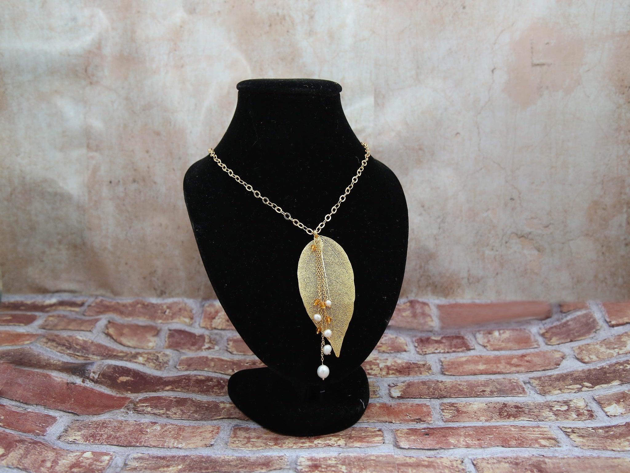 Necklace-One of A Kind gold leaf