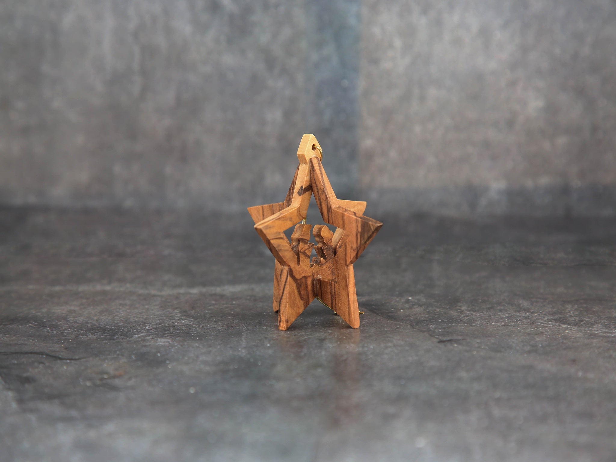 Olive wood 3-d star small