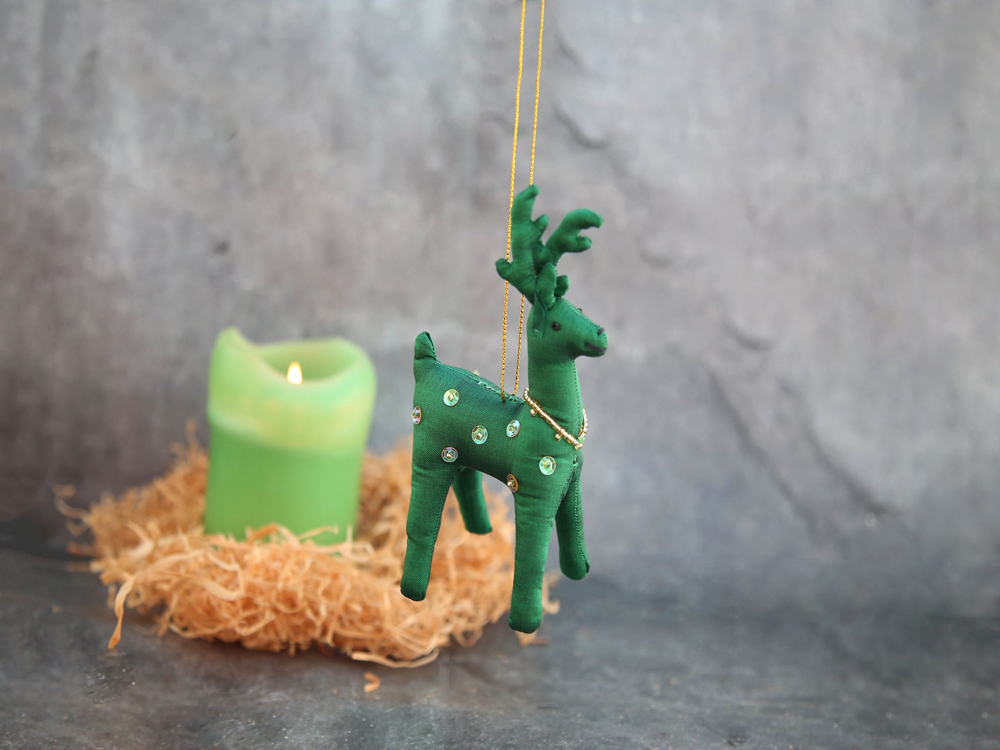 Ornament - Green Reindeer