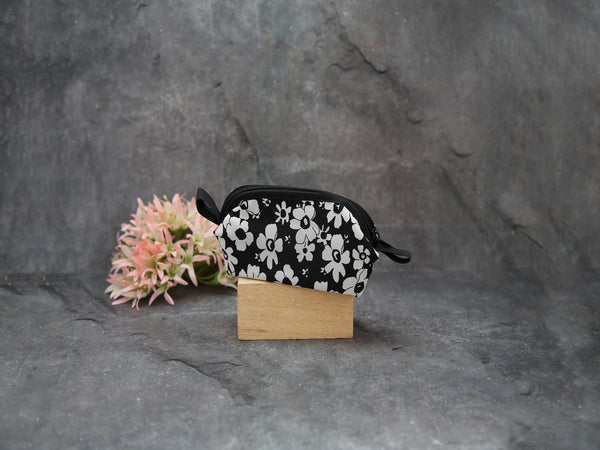 Purse black With White Flowers