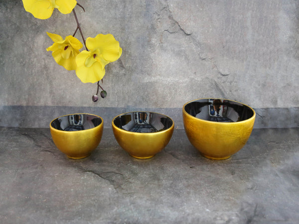 Bowl gold blk inside set of 3