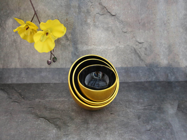 Bowl gold blk inside set of 3