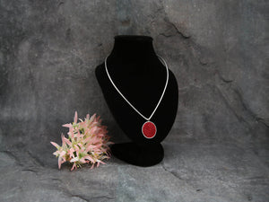 Simplicity Silver Necklace with Red Pendant