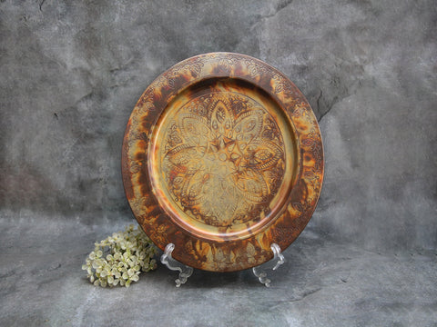 Hammered copper Mandala Tray