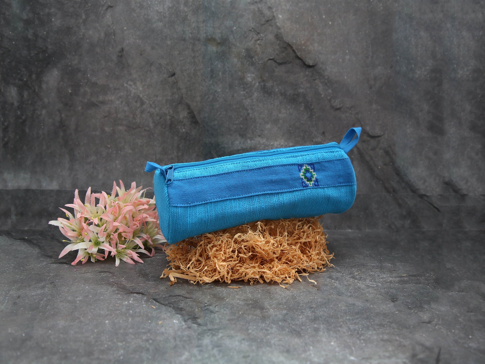 Hmong Pencil Purse Cylinder-Turquoise