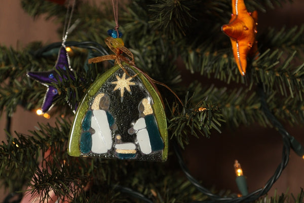 Glass Nativity Ornament