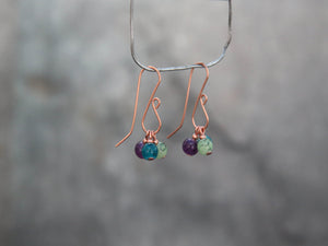 Copper hook earrings with changeable print beeds