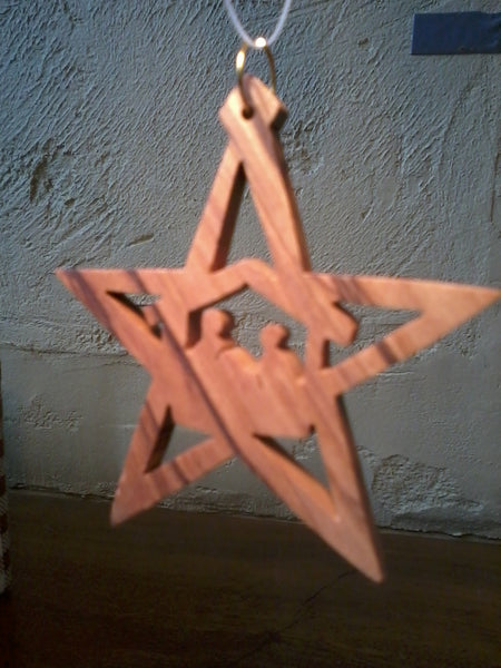 Flat star Ornament - Olive Wood