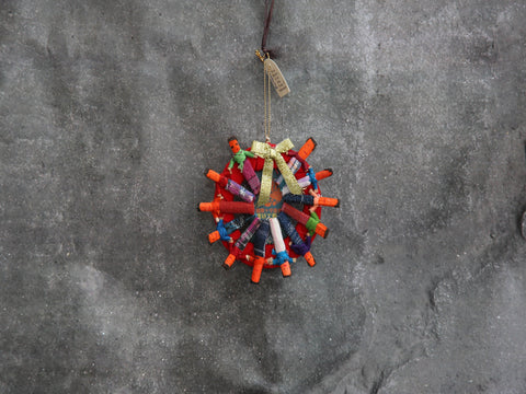 small wreath ornament w/ worry dolls