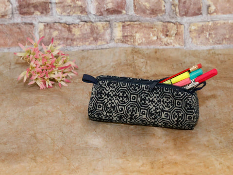 Hmong pencile case-batik-greyblue