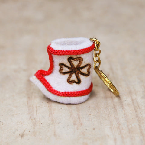 Felted Boot Key chain Red & Blue
