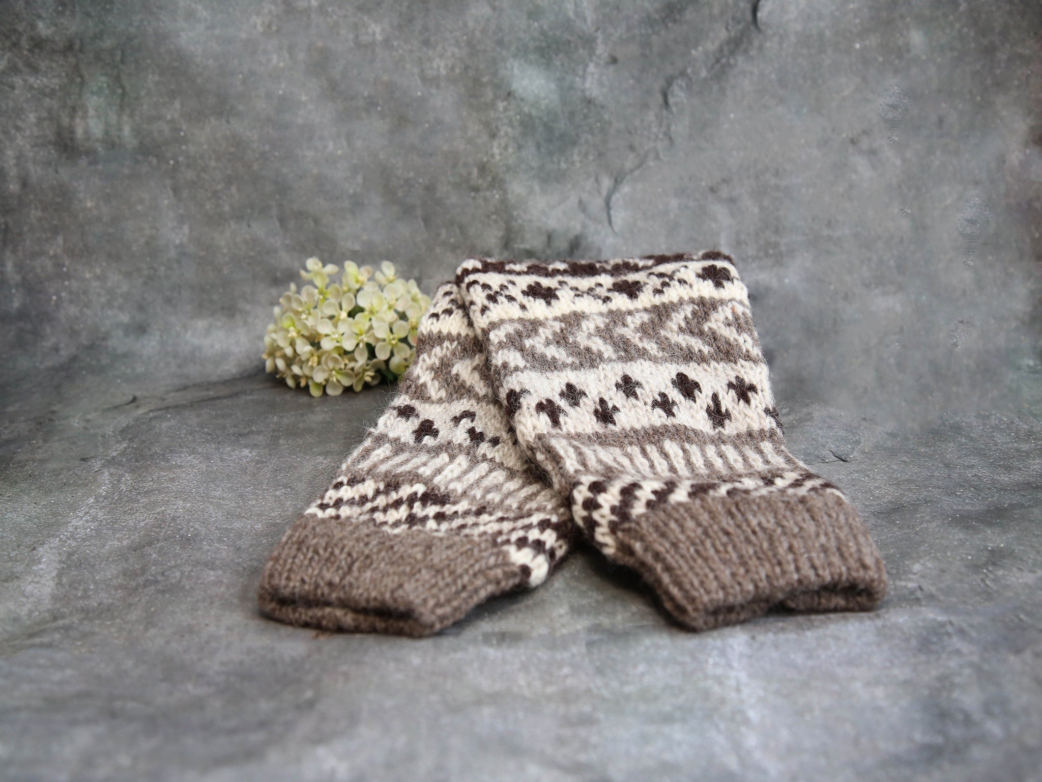Natural Patterned Leg Warmers